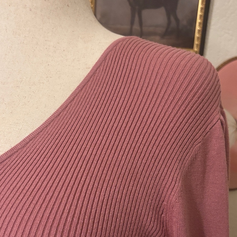 Lauren Ralph Lauren Blouson Sleeve Ribbed Sweater-Pink-Size Large-NWT-MSRP $125 - Picture 4 of 6